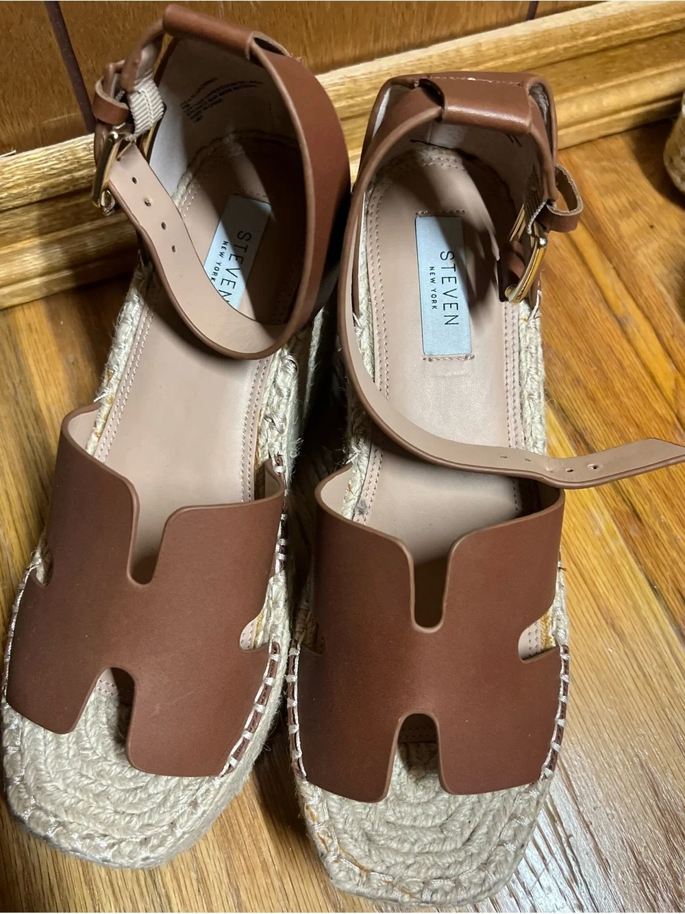 Steve Madden Brown Leather Espadrille Ankle-Strap Sandals
